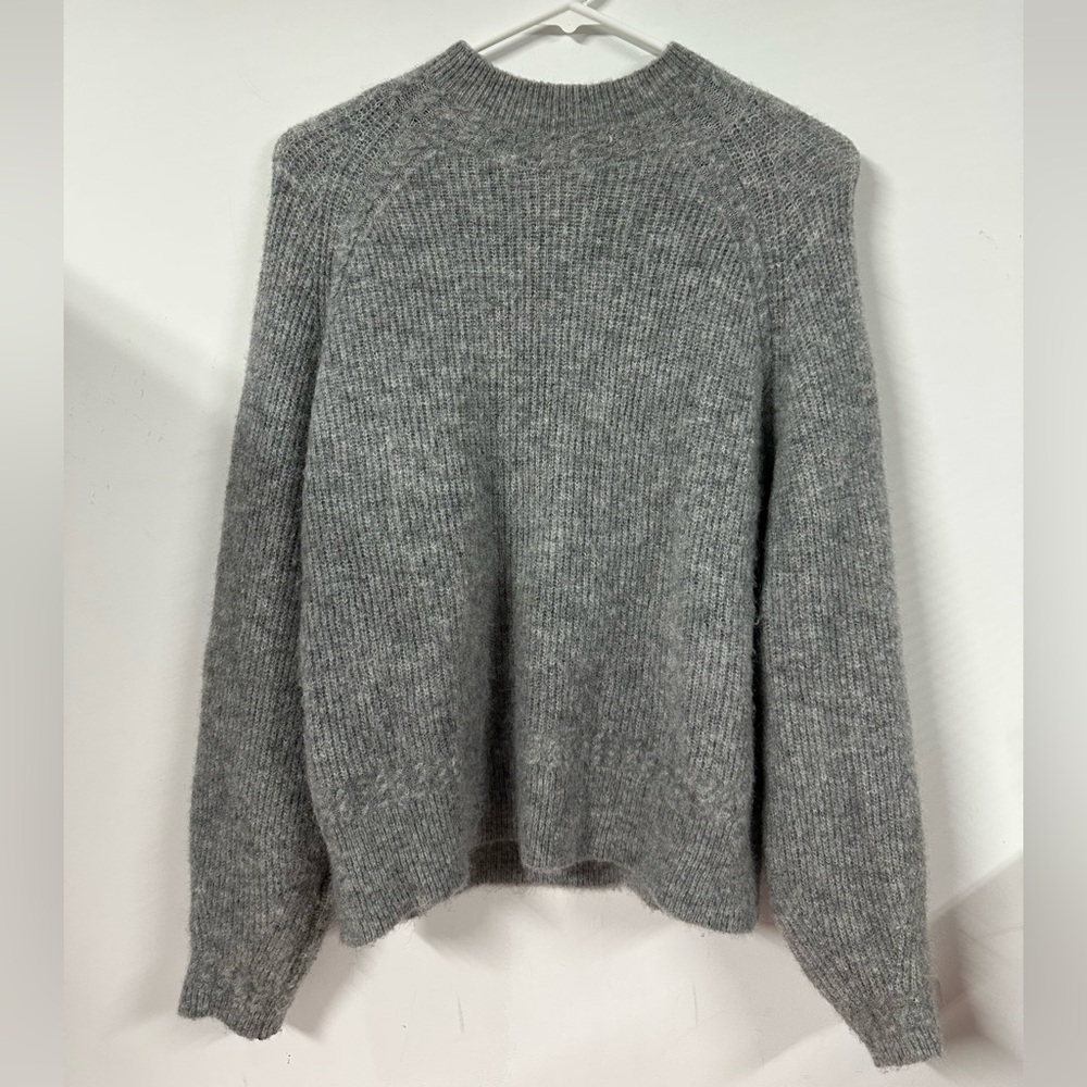 La Maille Sezane Womens Alpaca Knit Long Sleeve Mock Neck Sweater Grey Size XXS